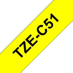 Brother TZE-C51 labelprinter-tape Zwart op fluorescerend geel