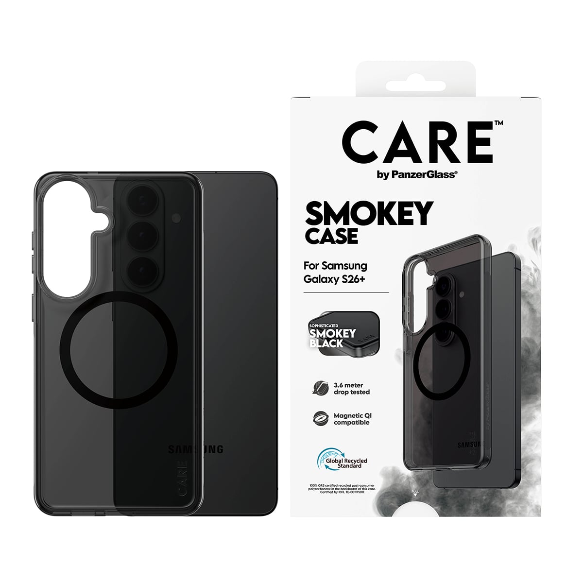 PanzerGlass CARE™ by ® Smokey Case w. Black Qi Samsung Galaxy S26+ mobiele telefoon behuizingen Hoes Zwart - Afbeelding 3