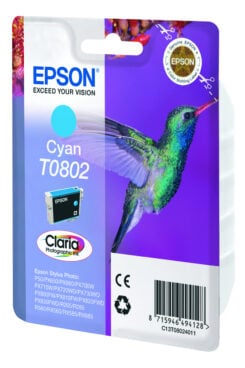 Epson Hummingbird Singlepack Cyan T0802 Claria Photographic Ink - Afbeelding 5