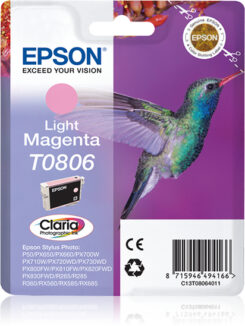 Epson Hummingbird Singlepack Light Magenta T0806 Claria Photographic Ink - Afbeelding 5