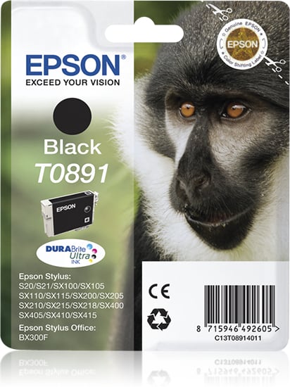 Epson Monkey T0891 Aap DURABrite Ultra afzonderlijke zwarte inkt - Afbeelding 2