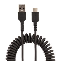 StarTech.com 1m USB-A naar USB-C Laadkabel, Robuuste Fast Charge & Sync Spiraalkabel, 3A, USB 2.0, TPE Mantel en Aramidevezels - Zwarte USB Oplaadkabel - Afbeelding 5