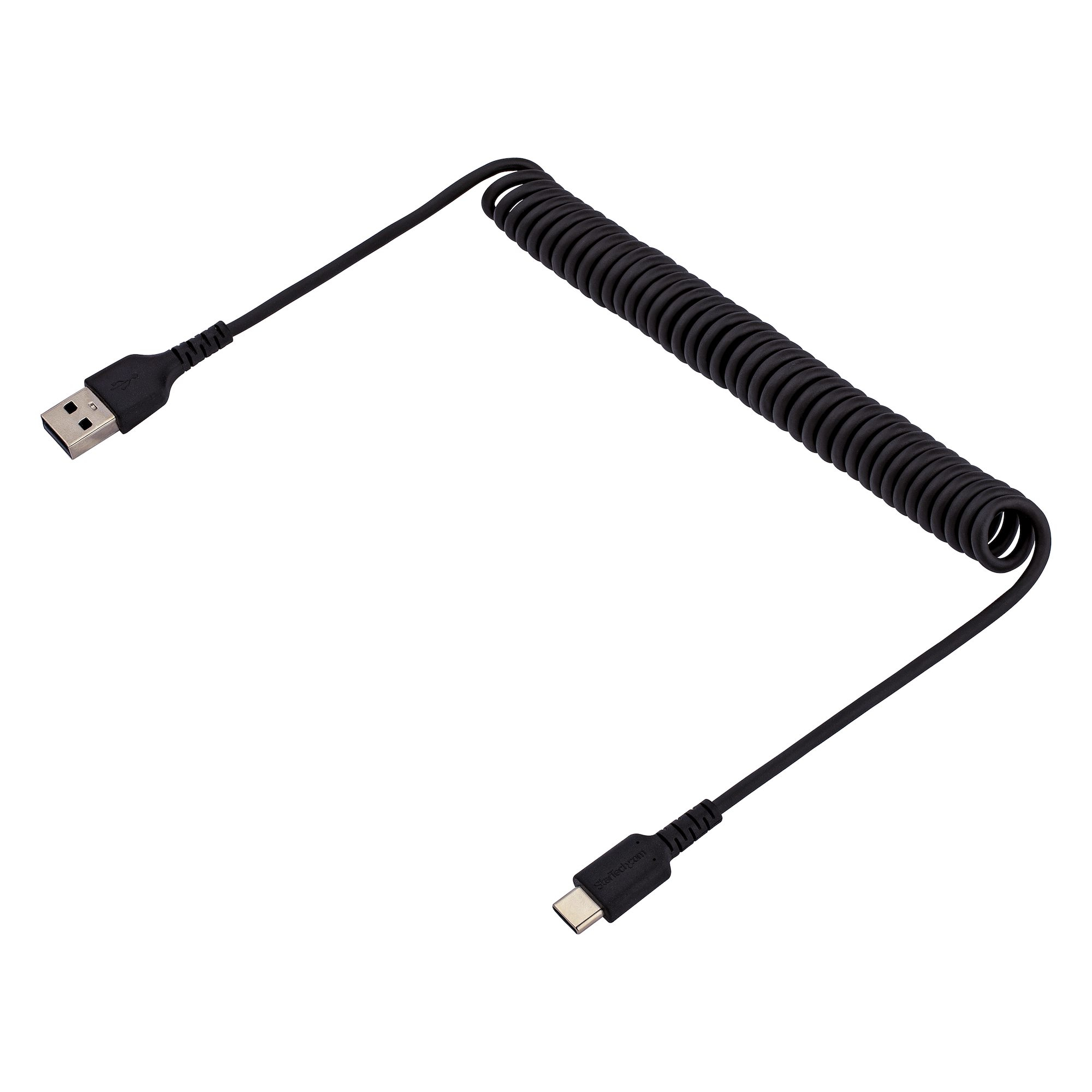 StarTech.com 1m USB-A naar USB-C Laadkabel, Robuuste Fast Charge & Sync Spiraalkabel, 3A, USB 2.0, TPE Mantel en Aramidevezels - Zwarte USB Oplaadkabel - Afbeelding 4