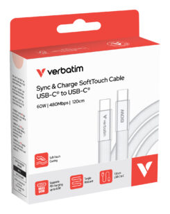 Verbatim Sync & Charge USB-C to USB-C 60W 120cm white - Afbeelding 4