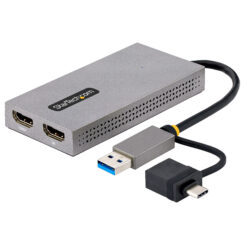 StarTech.com USB naar HDMI Adapter, USB 3.0 naar Dual HDMI Converter, USB A/C naar 2x HDMI Schermen (1x 4K30Hz, 1x 1080p), Geïntegreerde USB-A naar C Dongle, 11cm Kabel, Windows & macOS - Afbeelding 2
