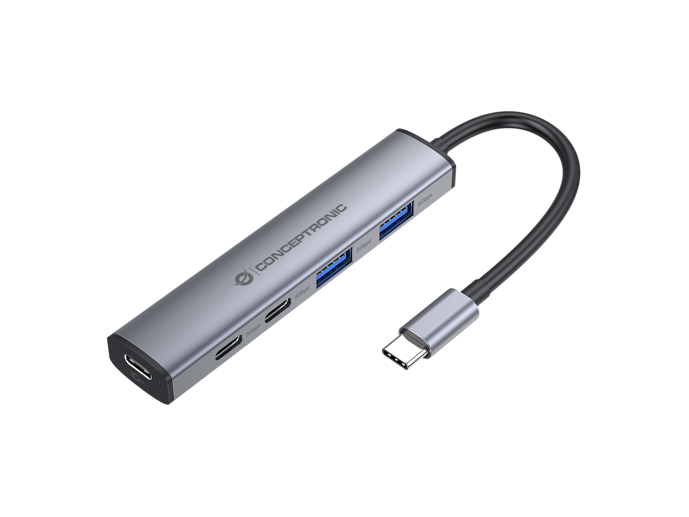 Conceptronic HUBBIES22G interface hub USB 3.2 Gen 1 (3.1 Gen 1) Type-C 5000 Mbit/s Grijs - Afbeelding 2