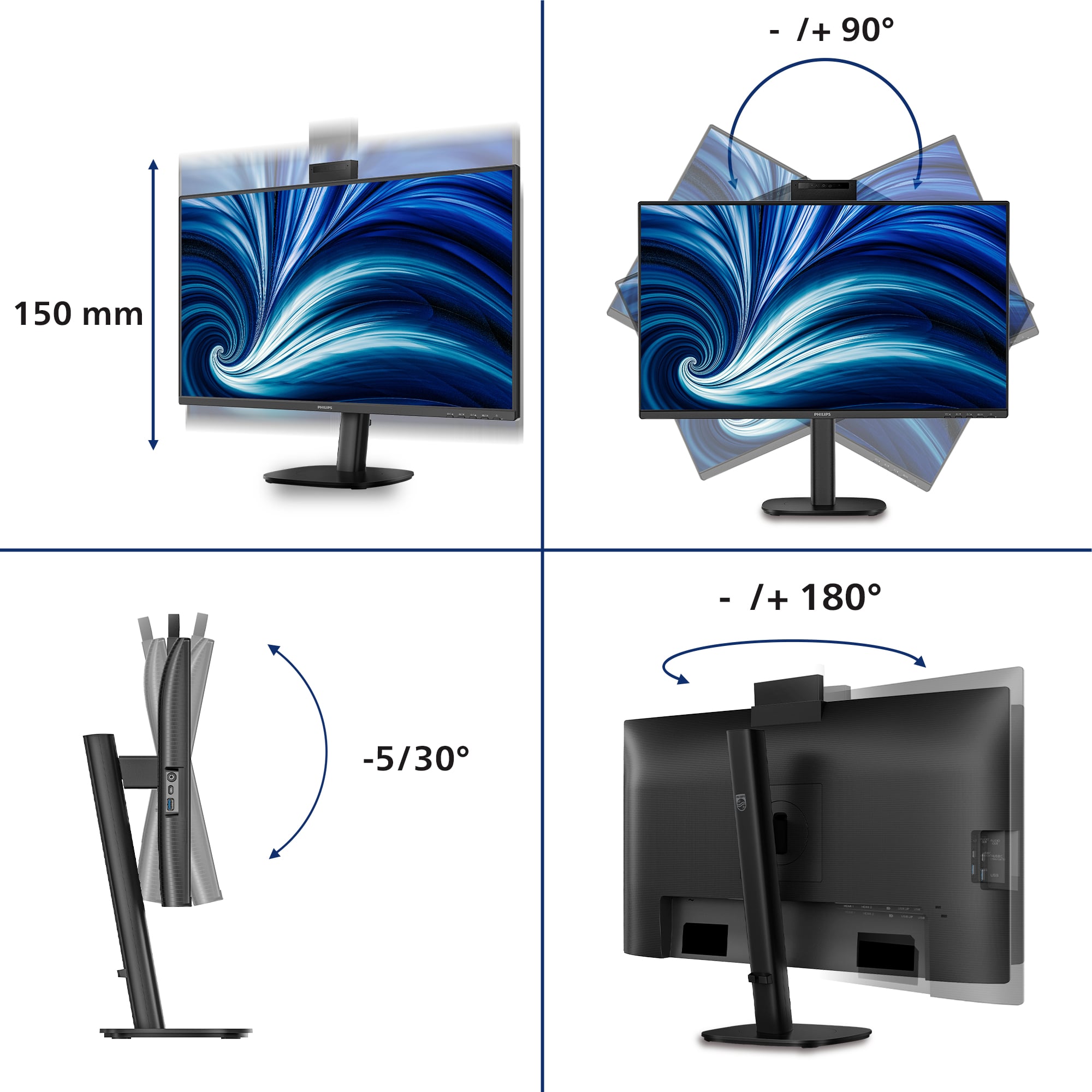 Philips 27B2N3500JH computer monitor 68,6 cm (27") 2560 x 1440 Pixels Quad HD LCD Zwart - Afbeelding 4
