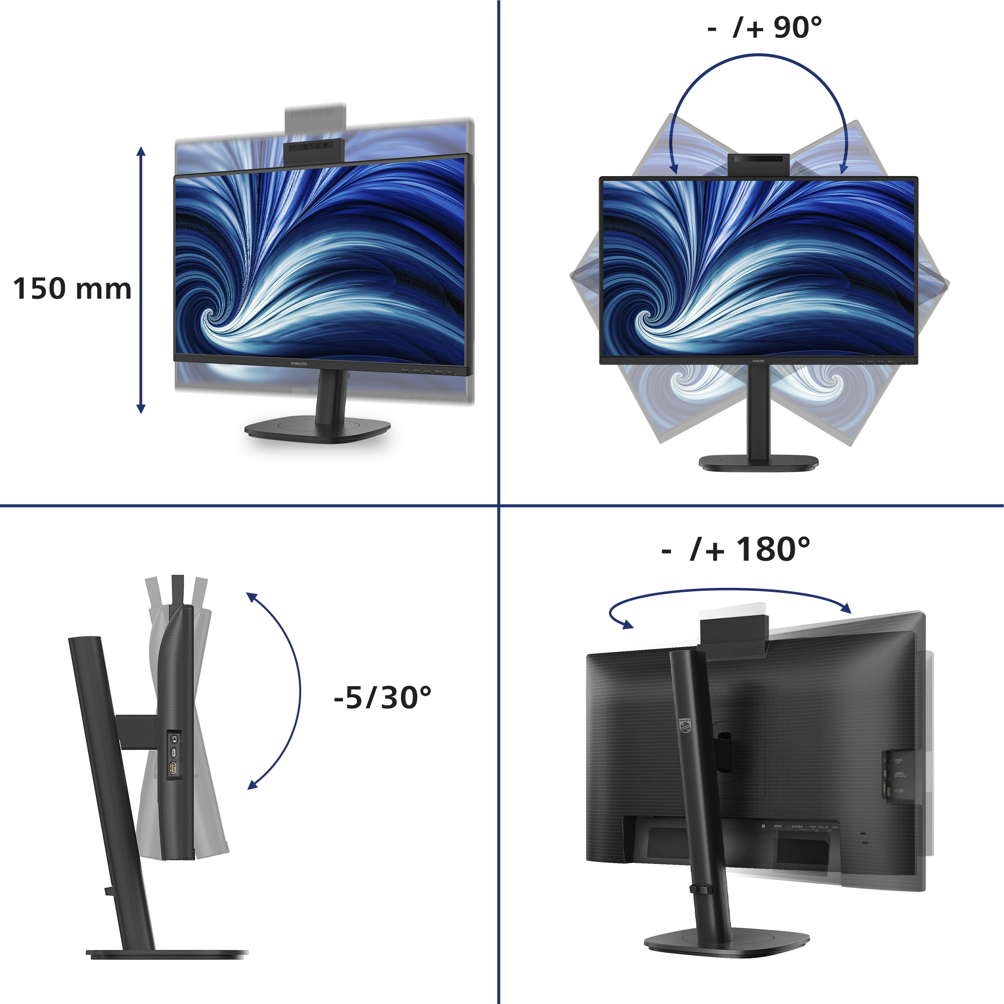 Philips 3000 series 24B2N3200JH/00 computer monitor 60,5 cm (23.8") 1920 x 1080 Pixels Full HD LCD Zwart - Afbeelding 4
