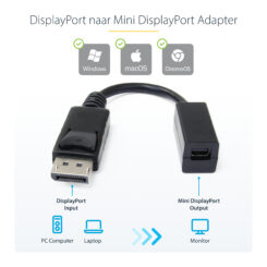 StarTech.com 15cm DisplayPort naar Mini DisplayPort Kabel - 4K x 2K UHD Video - DisplayPort Male naar Mini DisplayPort Female Adapter Kabel - DP Computer naar mDP 1.2 Monitor/Scherm - Afbeelding 5