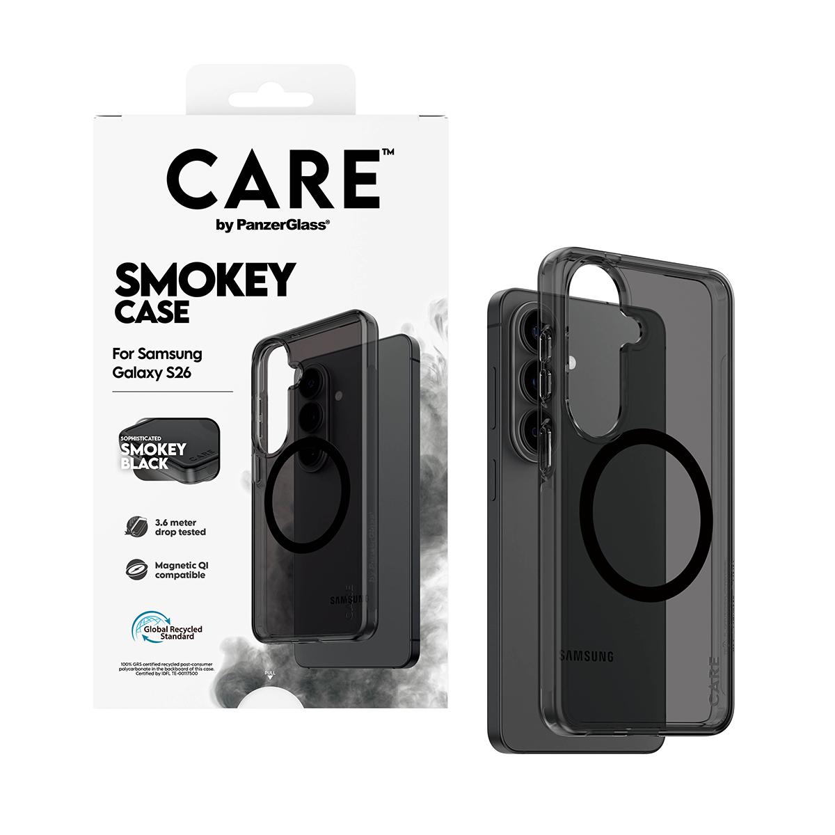 PanzerGlass CARE™ by ® Smokey Case w. Black Qi Samsung Galaxy S26 mobiele telefoon behuizingen Hoes Zwart - Afbeelding 6