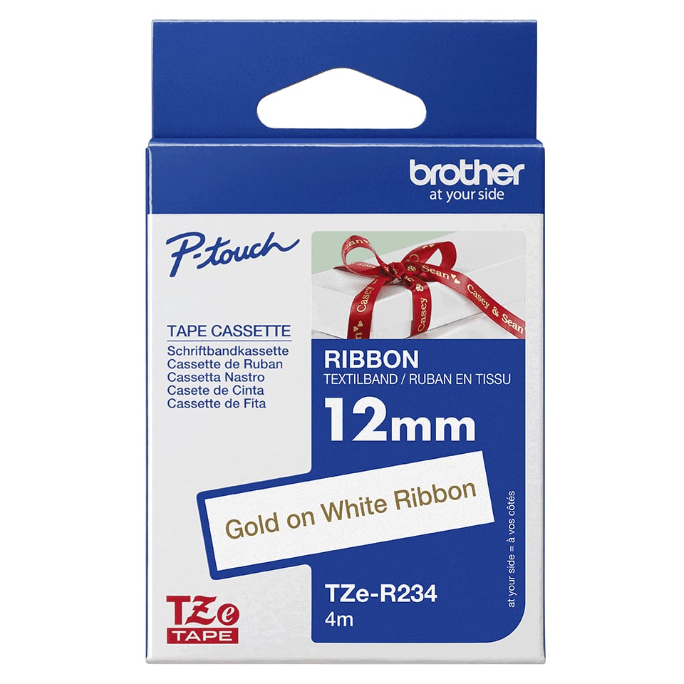 Brother TZE-R234 labelprinter-tape Goud op wit - Afbeelding 5