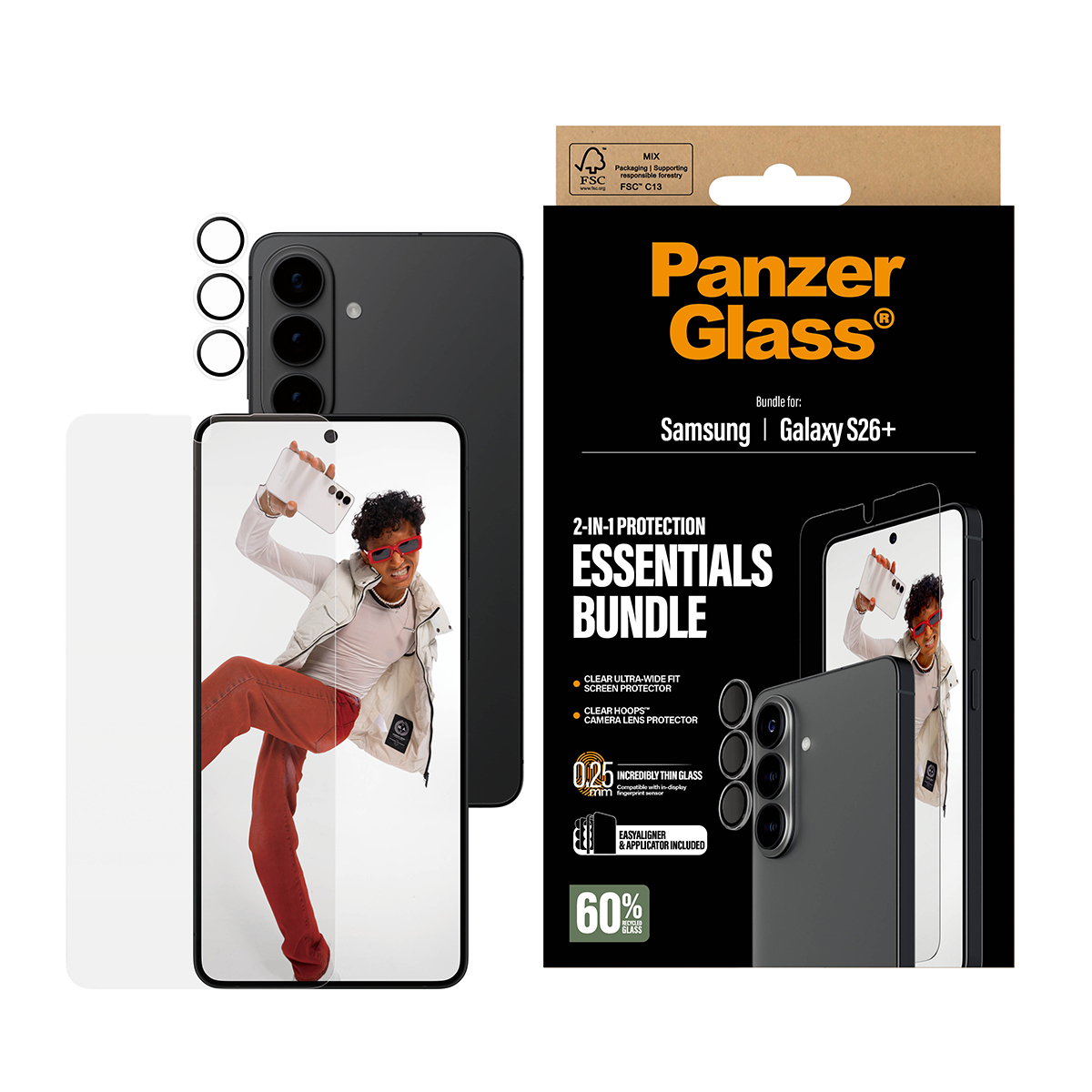 PanzerGlass ® 2-in-1 Hoops® Bundle Samsung Galaxy S26+ | Ultra-Wide Fit Doorzichtige schermbeschermer 1 stuk(s) - Afbeelding 3