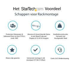 StarTech.com 2U Server Rack Schap - Universele Geventileerde Rack Mount Cantilever Shelf voor 19" Netwerk Kast & Apparatuur - Heavy Duty Staal - Capaciteit 23kg - Diepte 40cm (16”) - Zwart - Afbeelding 5