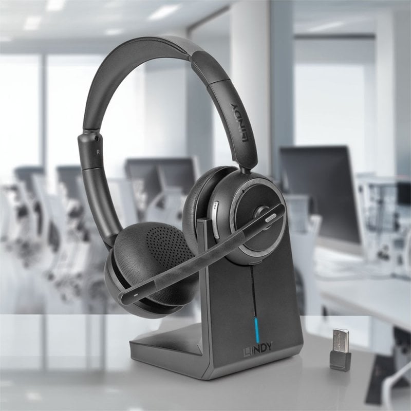 Lindy L118 Headset Draadloos Hoofdband Kantoor/callcenter USB Type-C Bluetooth Oplaadhouder Zwart - Afbeelding 4