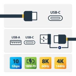StarTech.com 1m USB-C Kabel met USB-A Adapter Dongle, USB 10Gbps/5Gbps, 100W (5A) PD, 8K 60Hz / 4K 144Hz DP Alt Mode - Thunderbolt Compatibel - Afbeelding 3