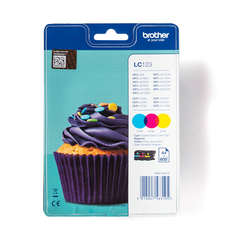 Brother LC123RBWBP inktcartridge 3 stuk(s) Origineel Cyaan, Magenta, Geel - Afbeelding 2