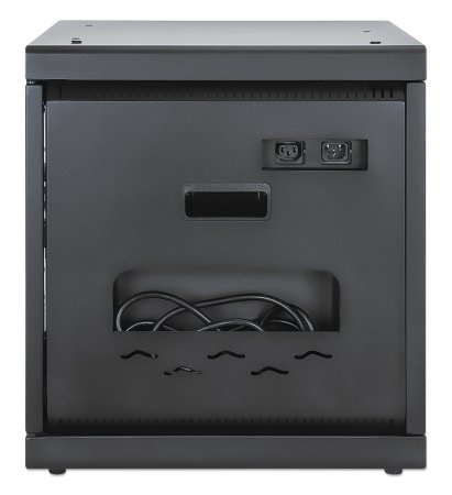 Manhattan Laadkast voor 10 apparaten (laadtrolley), laden via interne AC-adapters (EU) (installatie van voedingskabels van apparaten vereist), geschikt voor ALLE laptops tot 15,6", iPad, MacBook en Chromebook, vakken 380×30×280 mm, afsluitbaar - Afbeelding 5