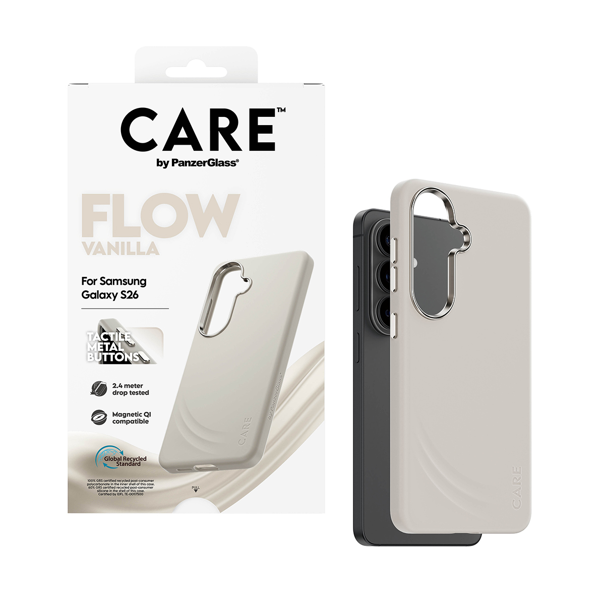 PanzerGlass CARE™ by ® Flow Case Vanilla w. Qi Samsung Galaxy S26 mobiele telefoon behuizingen Hoes Beige - Afbeelding 6