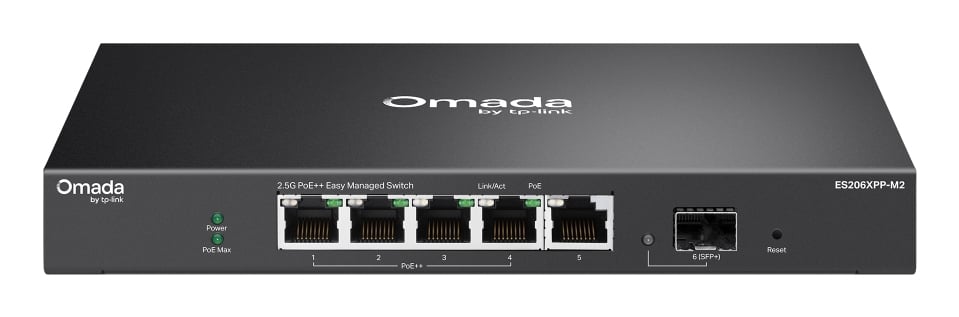 TP-Link ES206XPP-M2 netwerk-switch Managed L2 2.5G Ethernet (100/1000/2500) Power over Ethernet (PoE) Bureaublad-/wandmontage Zwart - Afbeelding 2