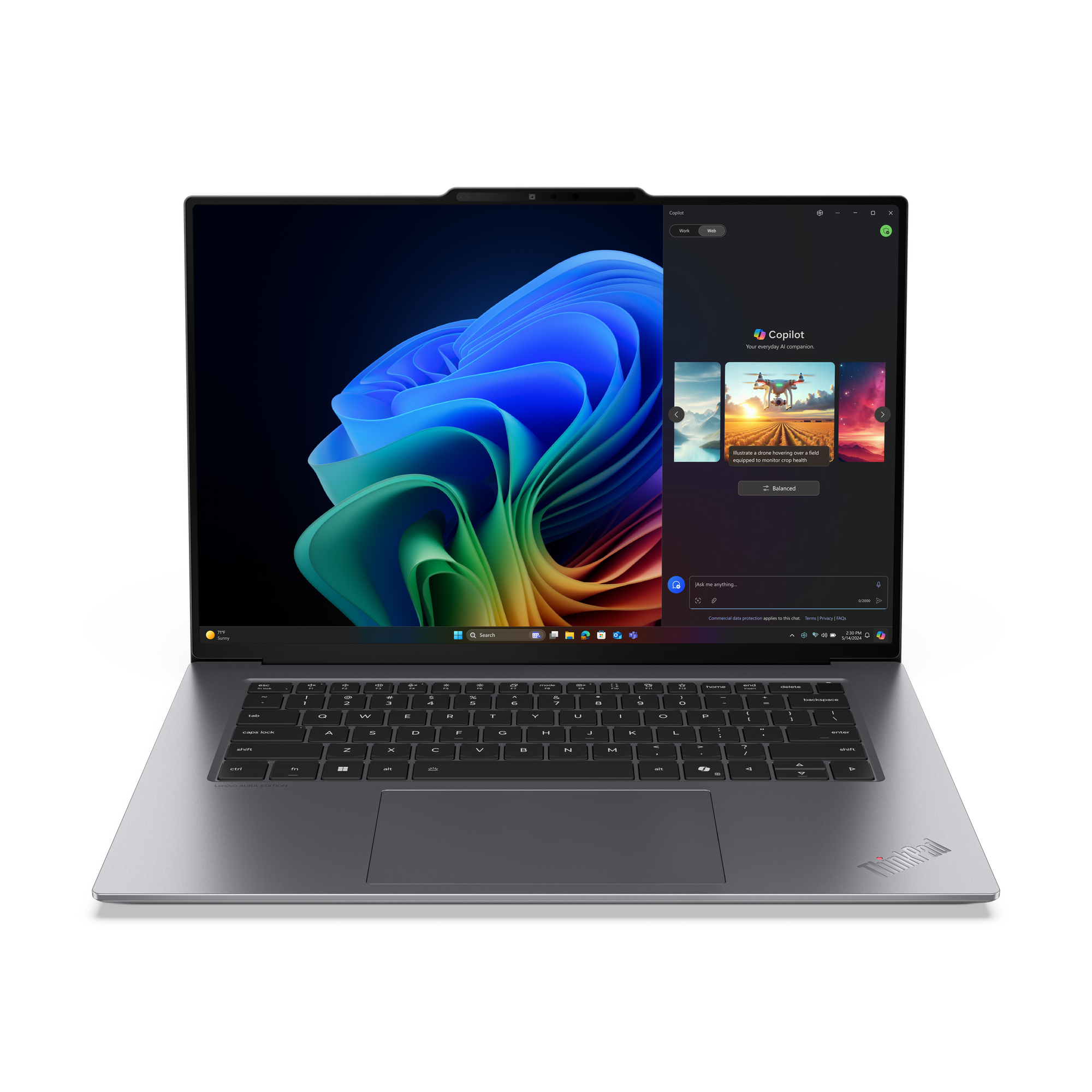 Lenovo ThinkPad X9-15 Gen 1 Aura Edition Copilot+ PC Intel Core Ultra 7 258V Laptop 38,9 cm (15.3") Touchscreen 2.8K 32 GB LPDDR5x-SDRAM 512 GB SSD Wi-Fi 7 (802.11be) Windows 11 Pro Grijs Engels