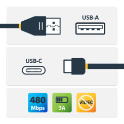 StarTech.com 2m USB-A naar USB-C Laadkabel, Charge & Sync, 3A, USB 2.0, USB-IF Gecertificeerd - Zwarte USB Oplaadkabel - Afbeelding 3