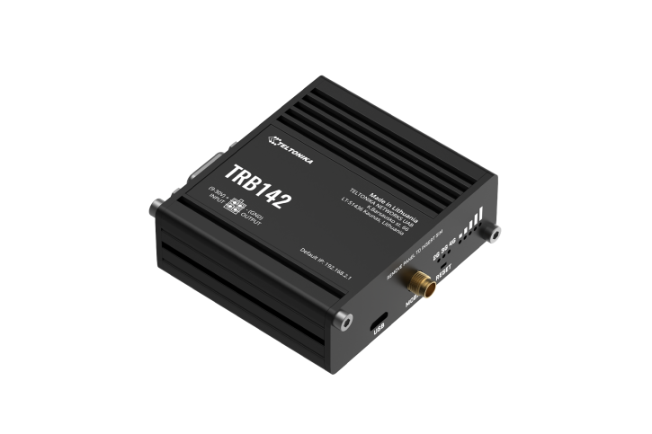 TRB142 is an IoT gateway equipped with LTE connectivity. TRB142 comes with a RS232 interface for remote management of industrial devices.
