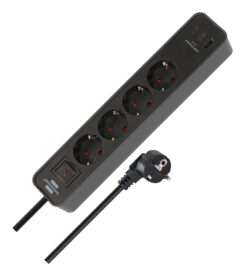 stekkerdoos Ecolor 4f USB PD 2xC 1xA 20W sw/anth 1,5m