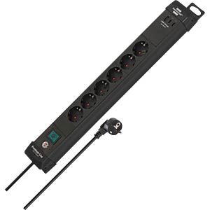 stekkerdoos Premium-Line 6fach zwart *DE*