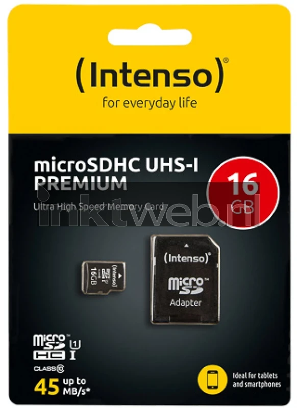 INTENSO MICROSD CARD UHS-I GEHEUGENKAART / 16GB SDHC PREMIUM UITVOERING