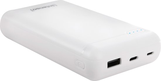 INTENSO POWER BANK XS20000 IN DE KLEUR WIT GESCHIKT VOOR HET OPLADENVAN MOBIELE APPARATEN ONDERWEG