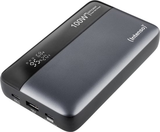 INTENSO POWER BANK HE20000 IN DE KLEUR GRIJS GESCHIKT VOOR HET OPLADENVAN APPARATEN ONDERWEG