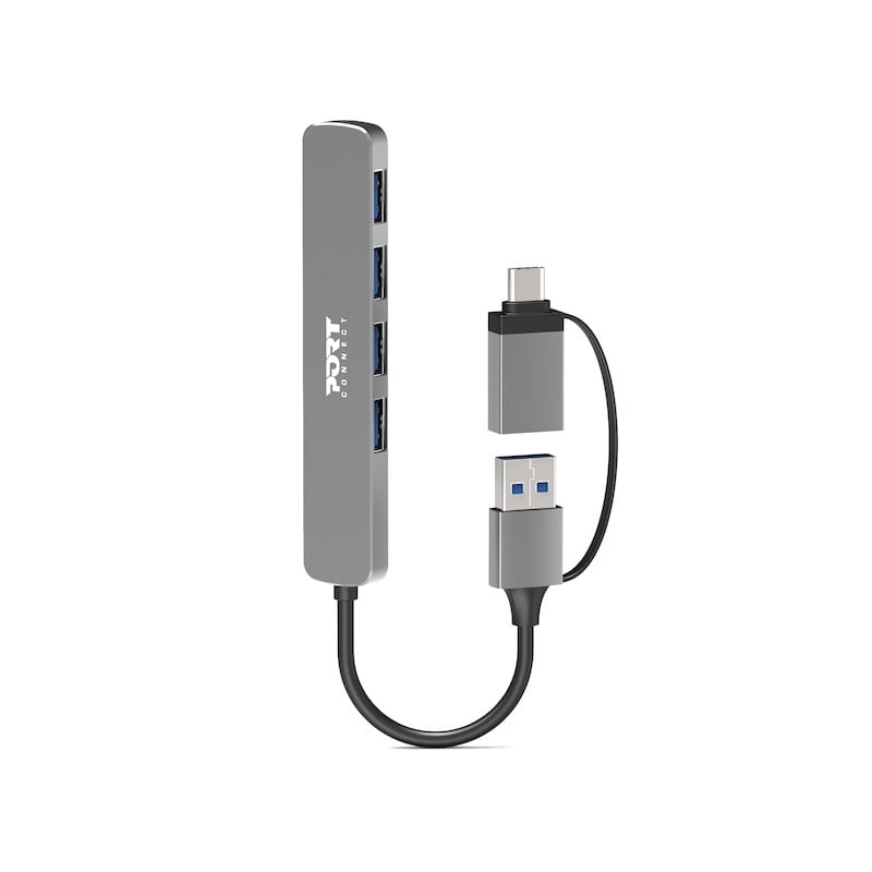 Port Designs 900161 interface hub USB 2.0 Type-A 5000 Mbit/s Zilver