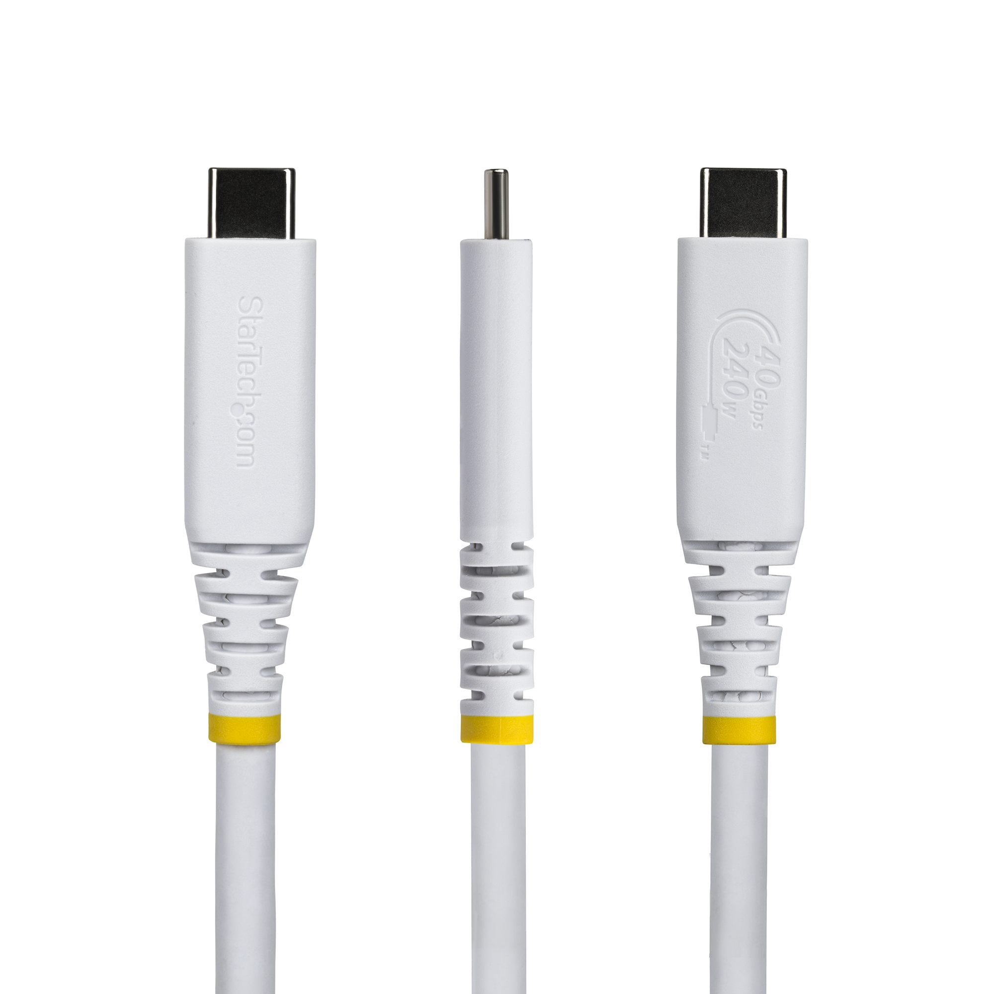 StarTech.com 50cm USB4 Kabel, 40Gbps, USB-IF Gecertificeerde USB-C Kabel, 240W PD, 8K 60Hz/4K 240Hz DP2.1 DP40, TPE Mantel, Thunderbolt 4 Compatibel, Wit - Afbeelding 3
