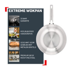 Tefal Extreme wokpan zonder coating 28 cm - inductie - Afbeelding 3