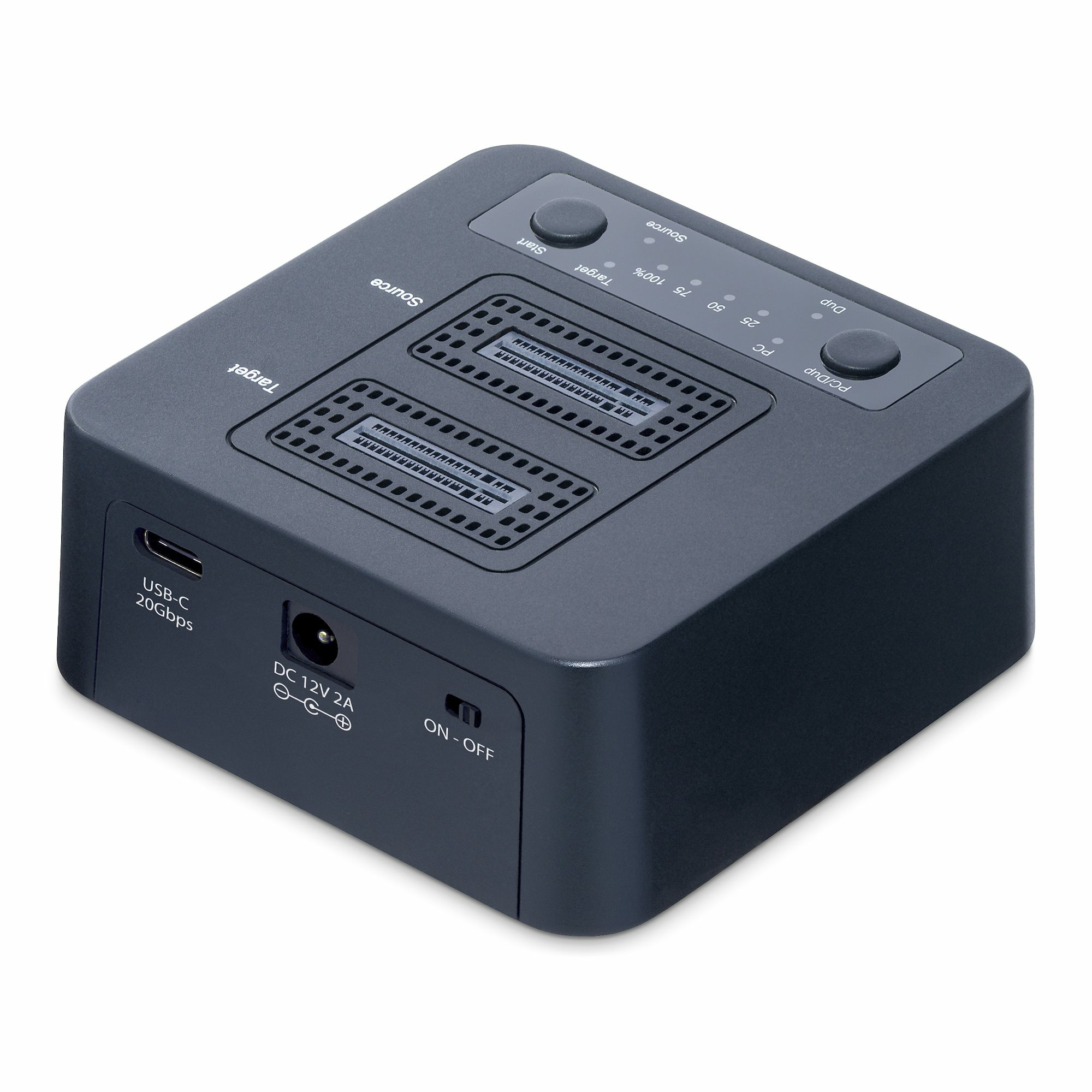 StarTech.com 1:1 M.2 NVMe Drive Duplicator, Standalone M.2 SSD Cloner/Copier tot 90GBpm, USB 3.2 20Gbps Dual-Bay M.2 Drive Dock, Inclusief USB-C/A Kabels - Afbeelding 3