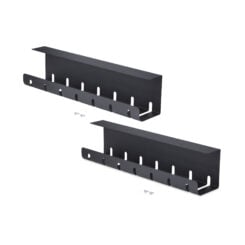 StarTech.com 2-Pack Kabelmanagement Tray voor onder bureau, 106cm (53cm per tray), Metalen Kabelgoot, Sleufontwerp, Schroefmontage, Stekkerdoos Houder, Zwart, TAA
