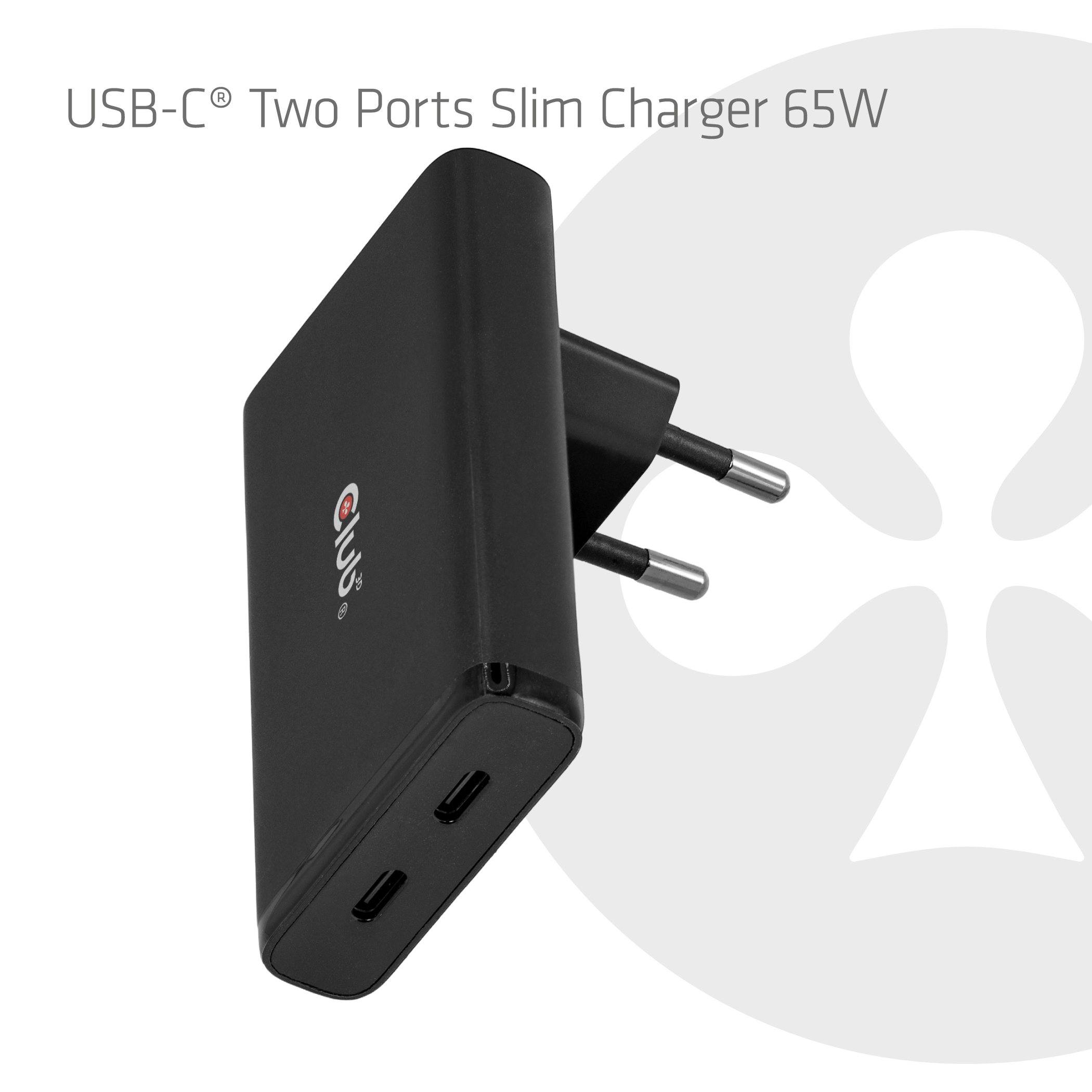 CLUB3D Slanke oplader met twee USB-C®-poorten, 65 W, GaN, PD 3.1, PPS - Afbeelding 3