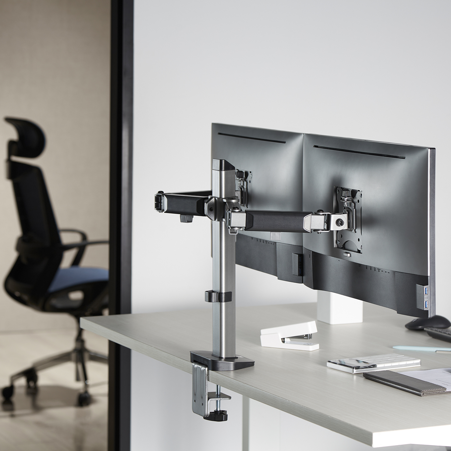 ACT Monitorarm 32" office, 2 schermen, zilver - Afbeelding 5