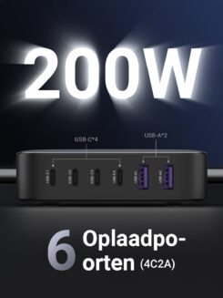 Ugreen 40914 Nexode 200W GaN Desktop USB-C USB-A Oplader - Afbeelding 3