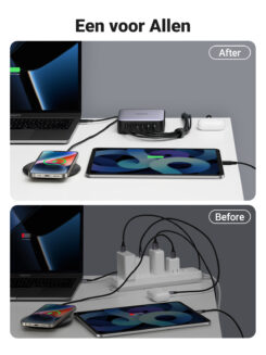 Ugreen 40914 Nexode 200W GaN Desktop USB-C USB-A Oplader - Afbeelding 6