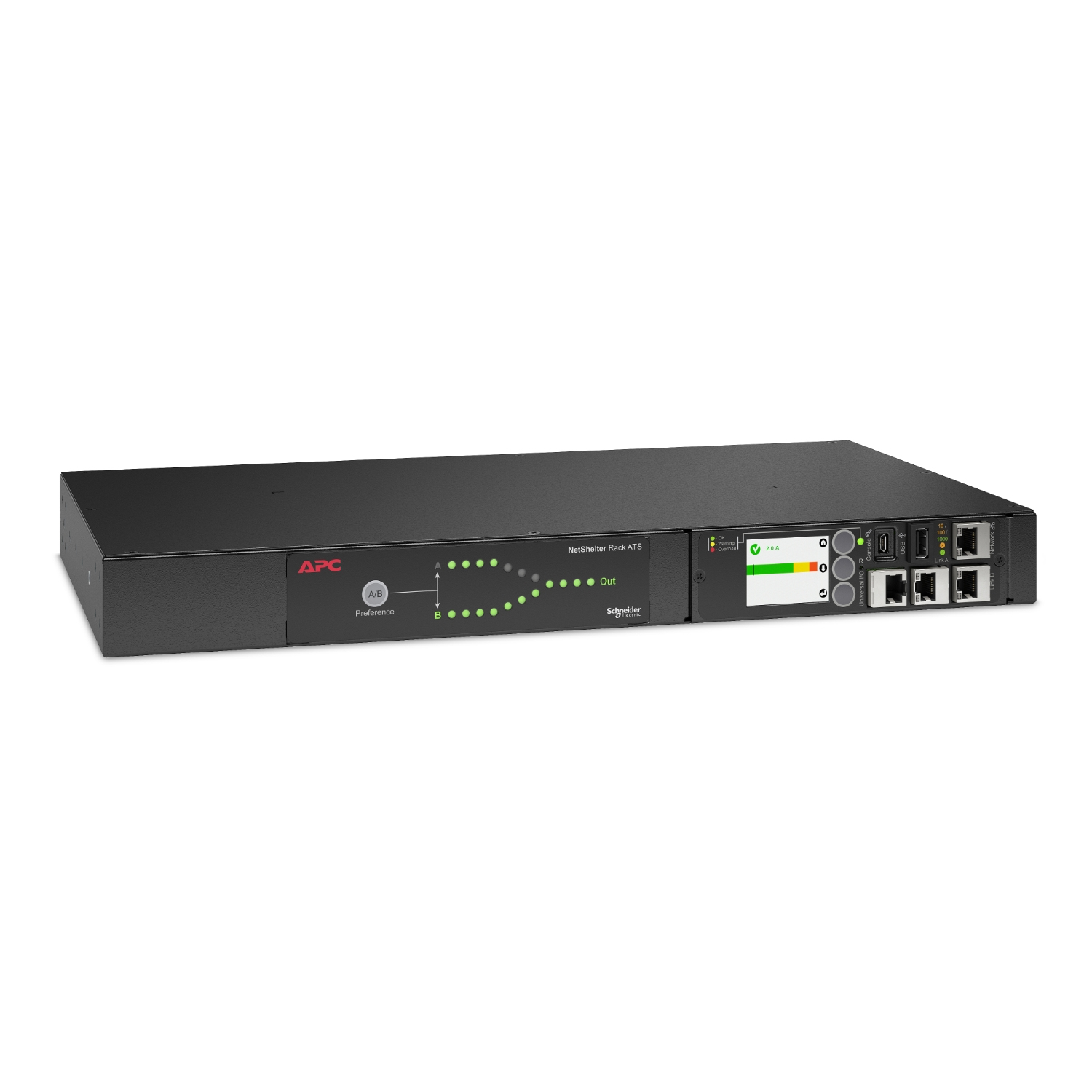 APC Automatic Transfer Switch AP4423A - (8x) C13 + (1x) C19, 3680W, Rack mountable, 1U - Afbeelding 5