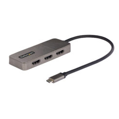 StarTech.com 3-Port USB-C Multi-Monitor Adapter, USB Type-C naar 3x HDMI MST Hub, Triple 4K 60Hz HDMI Laptop Display Extender / Splitter, HDR, Extra-Lange Vaste Kabel - Enkel Windows