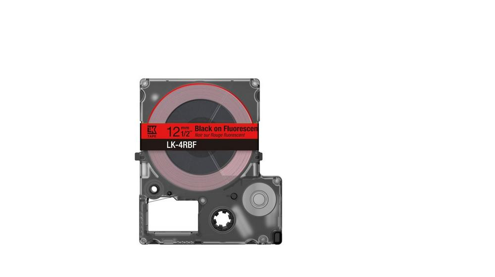 Epson Colour Tape – Fluorescent Red/Black 12mm(5m) – LK-4RBF - Afbeelding 3
