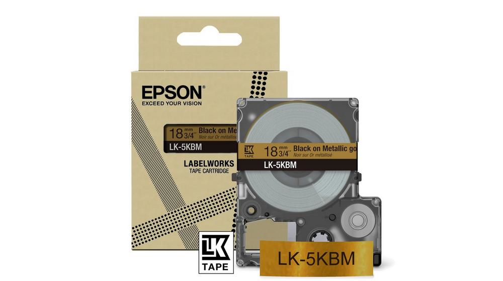 Epson Metallic Tape – Silver/Black 18mm(9m) – LK-5SBM - Afbeelding 2