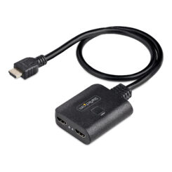 StarTech.com 2-Port HDMI Splitter, 4K 60Hz HDMI 2.0 Video, 4K HDMI Splitter 1 In 2 Out, 1x2 HDMI Display/Output Splitter, HDR/HDCP, 50cm Ingebouwde HDMI Kabel, HDMI Splitter voor TV/PC