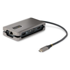 StarTech.com USB-C Multiport Adapter, 4K 60Hz HDMI/VGA, 3-Port USB Hub, 100W Power Delivery Pass-Through, GbE, Travel Docking Station met Charging, Mini Dock, 30cm Wrap-Around Kabel