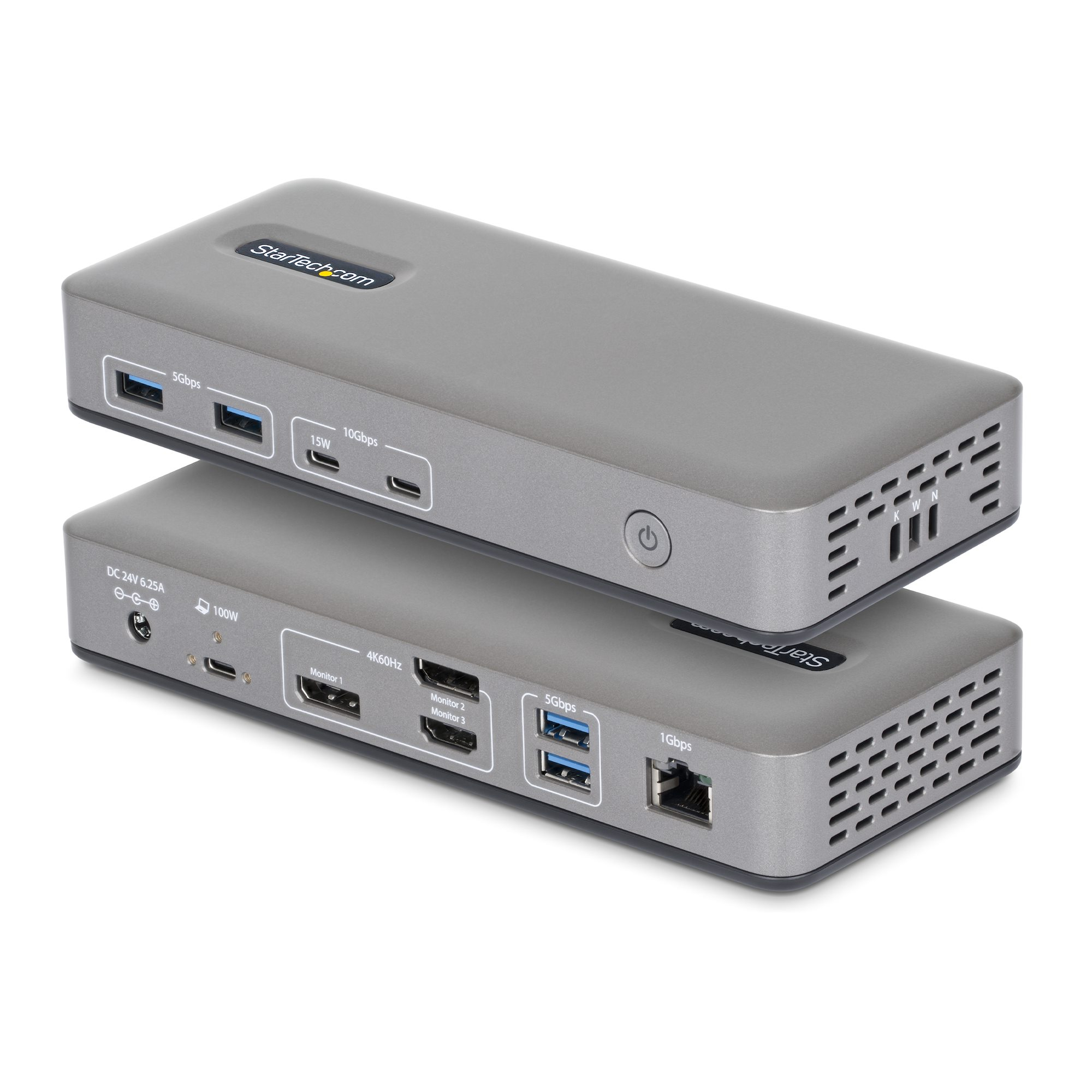 StarTech.com USB-C Docking Station Triple 4K Displays (2x 4K 60Hz, 1x 4K 30Hz), 100W Power Delivery, 6x USB 10Gbps, Gigabit Ethernet, DisplayPort + HDMI, Driverless Windows Laptop Dock - Afbeelding 2