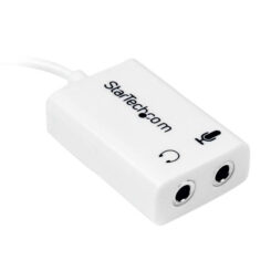 StarTech.com Witte headsetadapter voor headsets met aparte koptelefoon-/microfoonstekkers - 3,5 mm 4-positie naar 2x 3-positie 3,5 mm M/F - Afbeelding 3