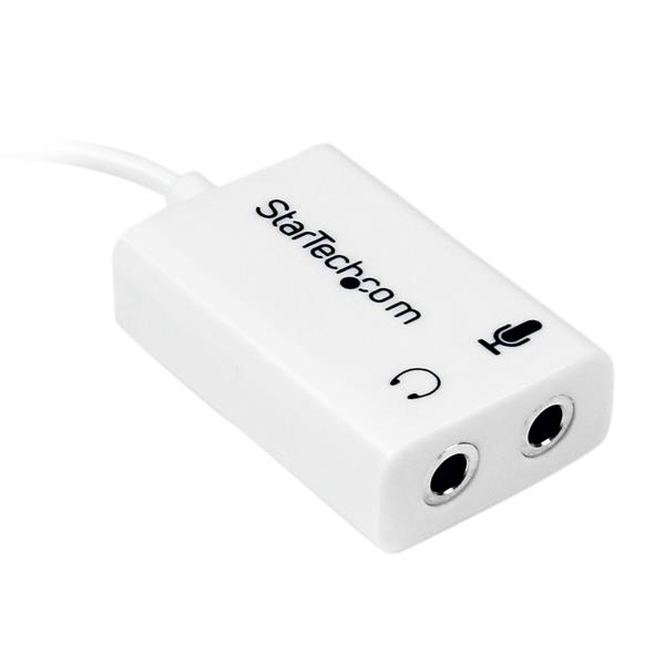 StarTech.com Witte headsetadapter voor headsets met aparte koptelefoon-/microfoonstekkers - 3,5 mm 4-positie naar 2x 3-positie 3,5 mm M/F - Afbeelding 3