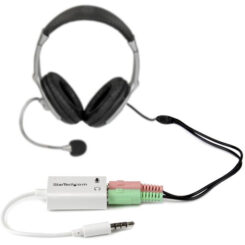 StarTech.com Witte headsetadapter voor headsets met aparte koptelefoon-/microfoonstekkers - 3,5 mm 4-positie naar 2x 3-positie 3,5 mm M/F - Afbeelding 4